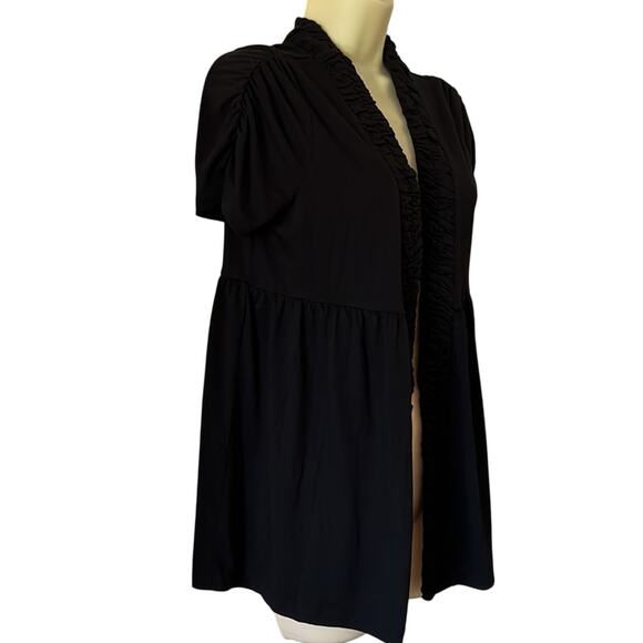 August Silk Black Knit Open Front Jacket Top Woman Size Small Y2K - Picture 3 of 10